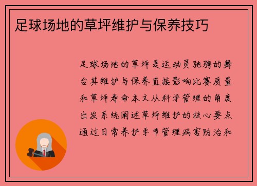 足球场地的草坪维护与保养技巧